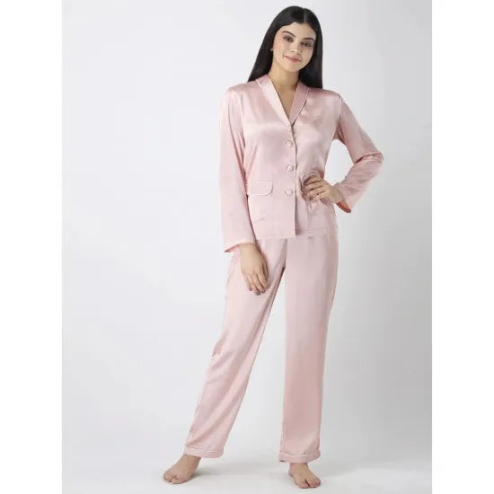 Women'S Pink Buttondown Sleepwear Pj Set. Sm-256