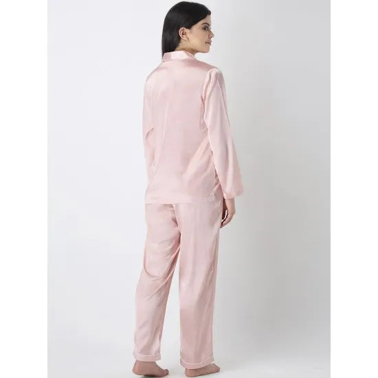 Women’S Pink Buttondown Sleepwear Pj Set. Sm-256