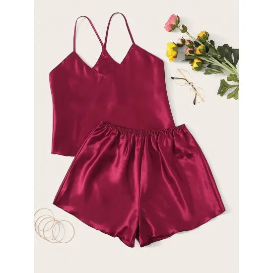 Criss Cross Back Cami And Shorts For Women