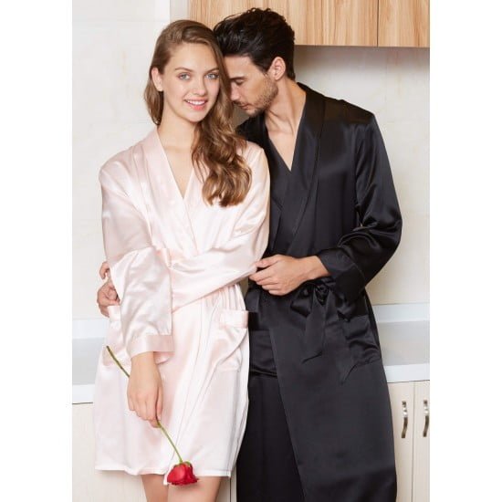 Black-Pink Matching Silk Couple