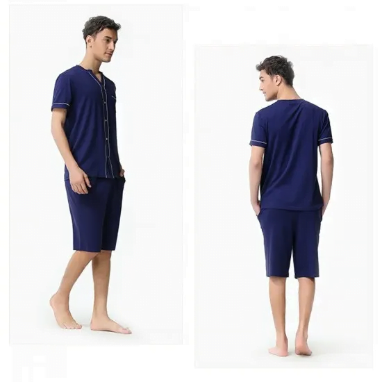 Navy Cotton Contrast Couple Nightsuits