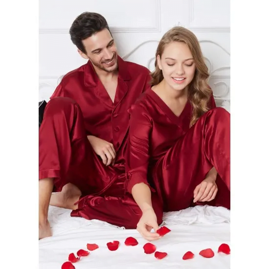 Romantic Silk Couple Pajamas