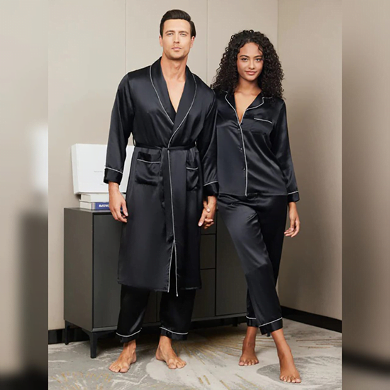 Silk Couple Set – Men’s Robe+Pants & Women’s Pajama Set