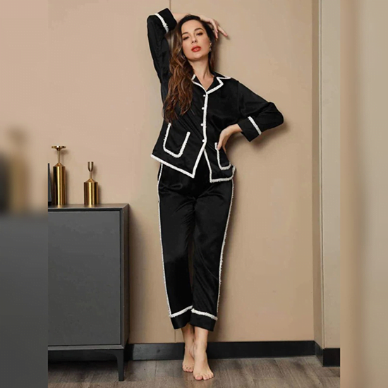 Elegant Silk Pajamas Set 2Pcs