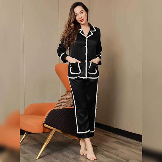 Elegant Silk Pajamas Set 2Pcs