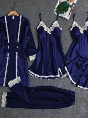 5 Piece Blue Night Dress - Nsw-114