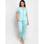 Women's Sky Blue Solid Pyjama Sleepwear Set. Sm-810