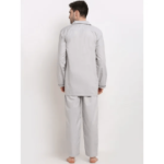 Men'S Grey Solid Cotton Sleepwear Suit