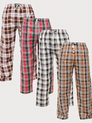 Men'S Pack Of 4 Cargo Checkered Trousers