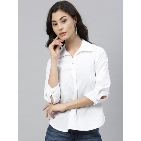 Women'S Solid Shirt Style Top.