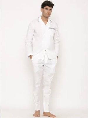 Men'S Solid Cotton Pj Nighsuit