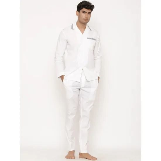 Men'S Solid Cotton Pj Nighsuit