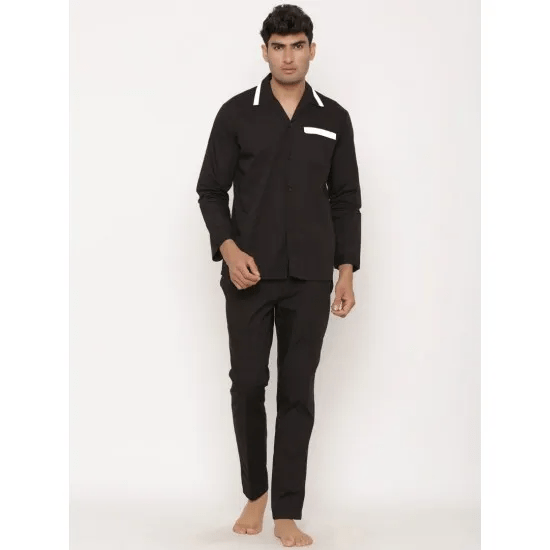 Men'S Solid Cotton Pj Nighsuit