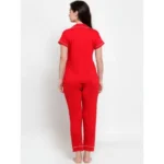 Women's Red Solid Pyjama Sleepwear Set. Sm-808