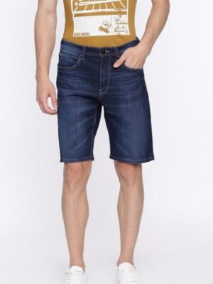 Men'S Navy Blue Denim Cotton Shorts