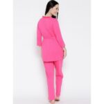 Women's Pink Solid 3 Pieces Sleepwear Set