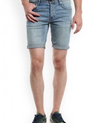 Men'S Medium Blue Denim Cotton Shorts