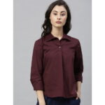 Women'S Solid Shirt Style Top.