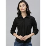 Women'S Solid Shirt Style Top.