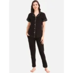 Women's Black Solid Pyjama Sleepwear Set. Sm-805