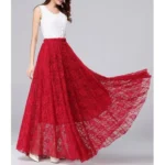 Womens White And Red Retro Long Maxi Dress