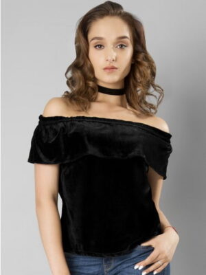 Stylish Bardot Velvet Top For Women