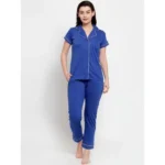 Women's Royal Blue Solid Pyjama Sleepwear Set. Sm-809