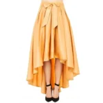 Women'S Yellow High Low Box Pleated Skirt