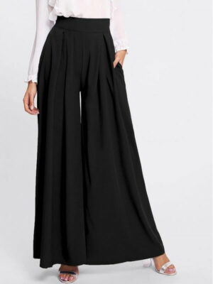 Black Pleated Detail Palazzo Pants